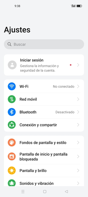 Seleccione Conexión y compartir