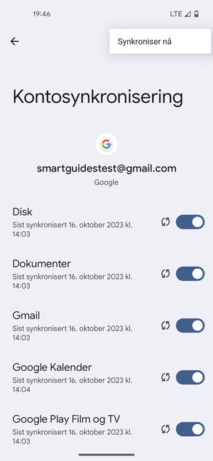 Velg Synkroniser nå