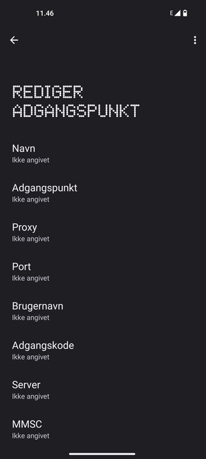 Indtast internet-oplysninger