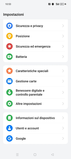 Scorri e seleziona Utenti e account
