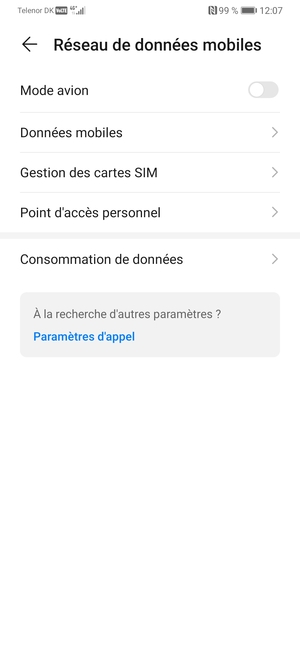 Sélectionnez Données mobiles