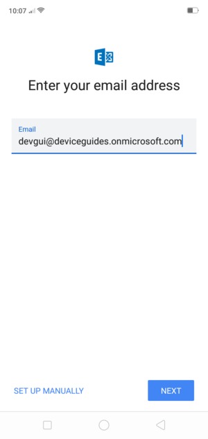 Enter your Email address and  select SET UP MANUALLY