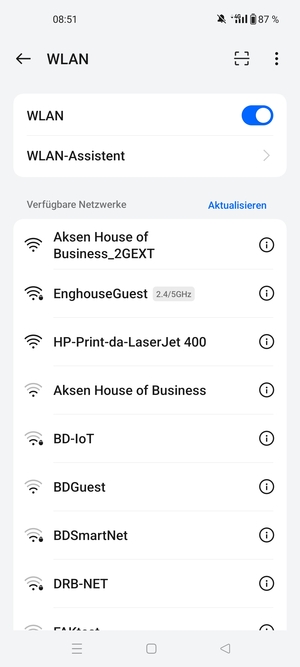 Wählen Sie das Wireless-Netzwerk, zu dem Sie eine Verbindung herstellen möchten