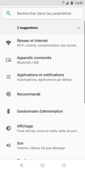 Sélectionnez Réseau et Internet