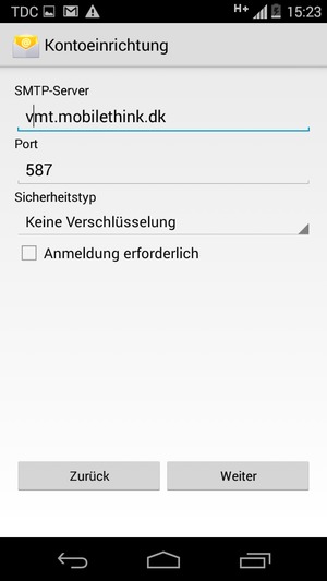 Deaktivieren Sie das Kontrollkästchen Anmeldung erforderlich und wählen Sie Weiter