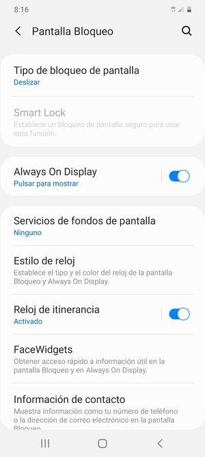 Seleccione Tipo de bloqueo de pantalla