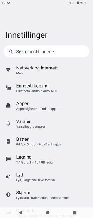 Velg Nettverk og internett