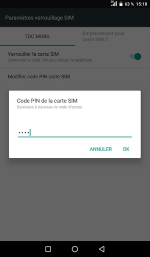 Veuillez confirmer votre nouveau code PIN de la carte SIM et sélectionner OK