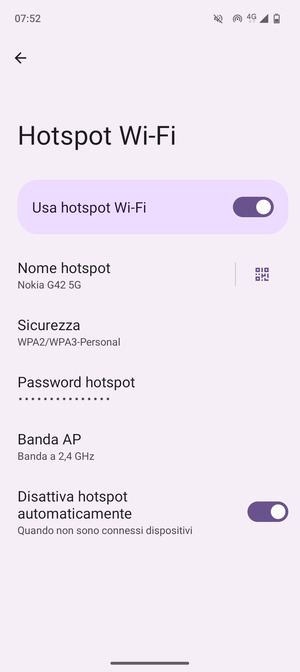 Il telefono è ora pronto per essere usato come modem