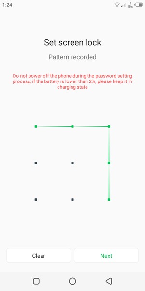 Draw an unlock pattern and select Next