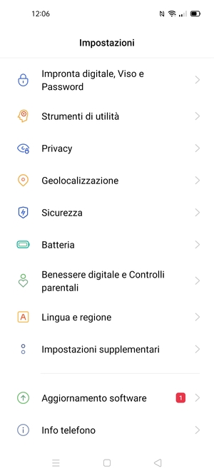 Scorri e seleziona Sicurezza