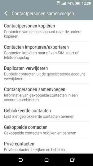 Selecteer Contacten importeren/exporten