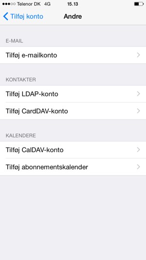 Vælg Tilføj CardDAV-konto