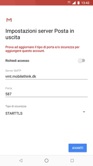 Seleziona Tipo di sicurezza