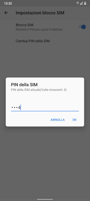 Inserisci PIN della SIM attuale e seleziona OK