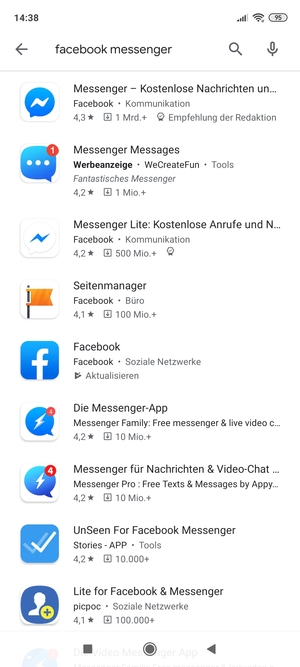 Wählen Sie die App