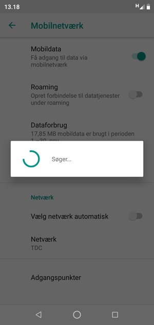 Afvent at søgningen er afsluttet