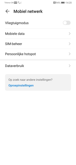 Selecteer Mobiele data