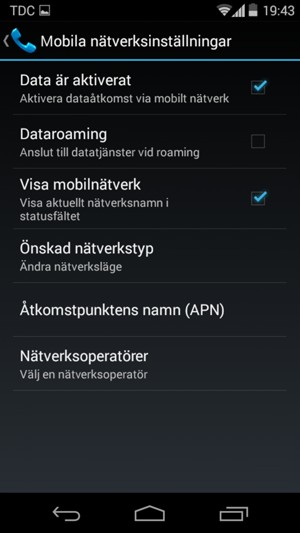 För att byta nätverk om nätverksproblem uppstår, välj Nätverksoperatörer
