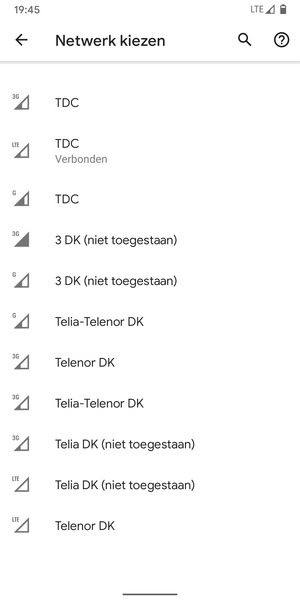 Selecteer een netwerkoperator uit de lijst