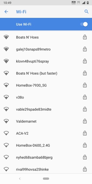 Select the wireless network you want to connect to