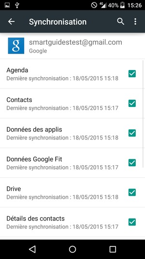 Cocher toutes les cases et sélectionnez le bouton du Menu
