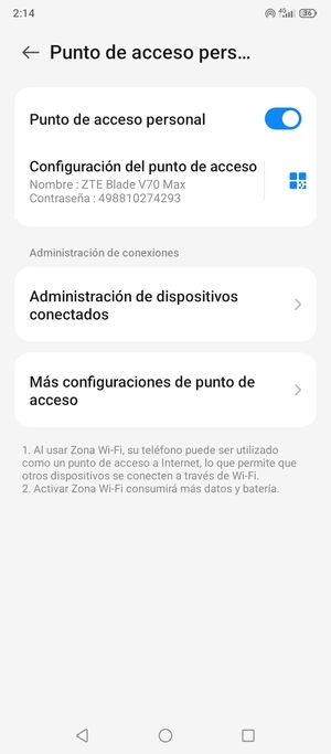 El teléfono ha sido configurado para su uso como módem