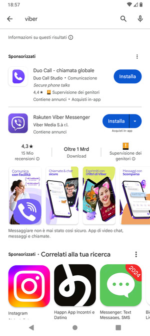 Seleziona l'applicazione