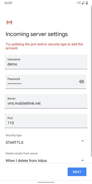 Select Security type