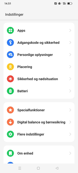 Scroll til og vælg Adgangskode og sikkerhed
