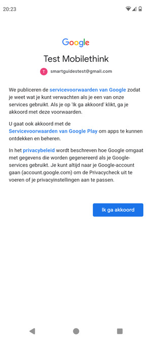 Selecteer Ik ga akkoord