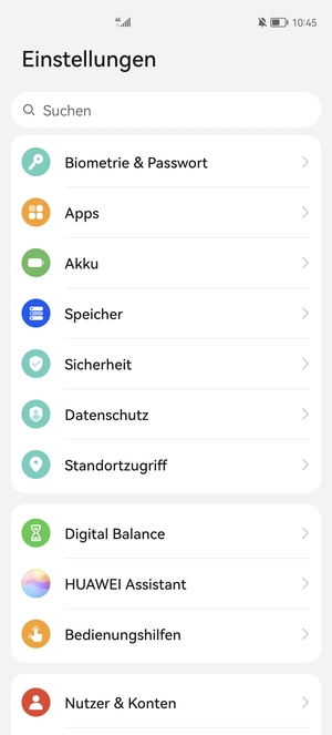 Scrollen Sie und wählen Sie Sicherheit