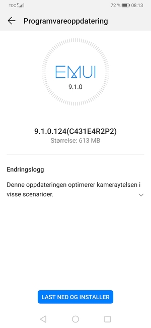 Hvis telefonen din ikke er oppdatert, velg LAST NED OG INSTALLERER