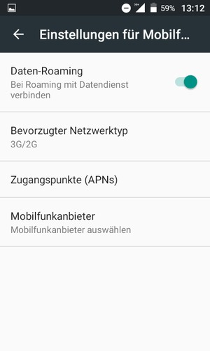 Schalten Sie Daten-Roaming an oder aus