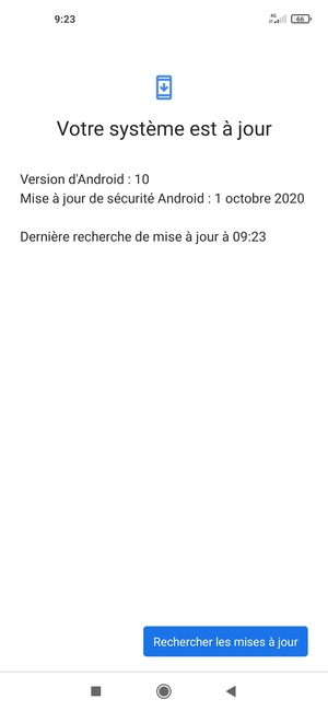 Si votre téléphone est à jour, vous verrez l'écran suivant