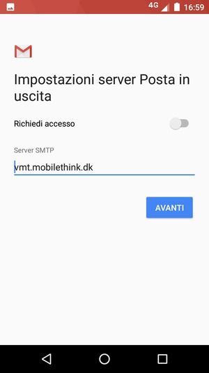Disattiva Richiedi accesso e seleziona AVANTI