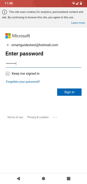 Enter your password and select Sign in