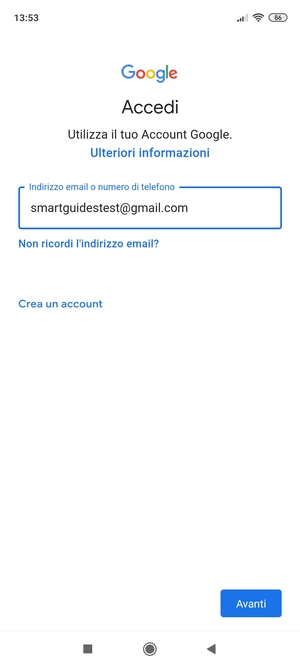 Inserisci il tuo indirizzo Gmail e seleziona Avanti