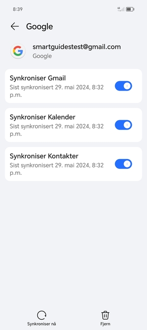 Velg Synkroniser nå