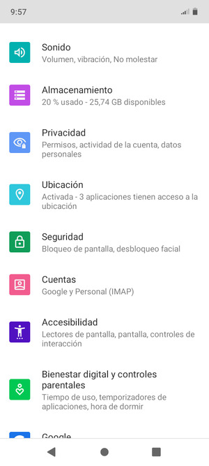 Desplácese y seleccione Seguridad