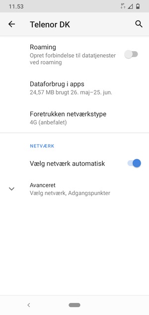 For at skifte netværk, hvis der opstår netværksproblemer, slå Vælg netværk automatisk fra