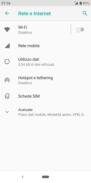 Seleziona Rete mobile