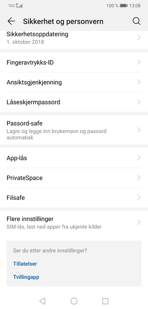 Velg Flere innstillinger