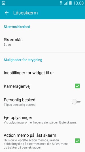 Vælg Skærmlås