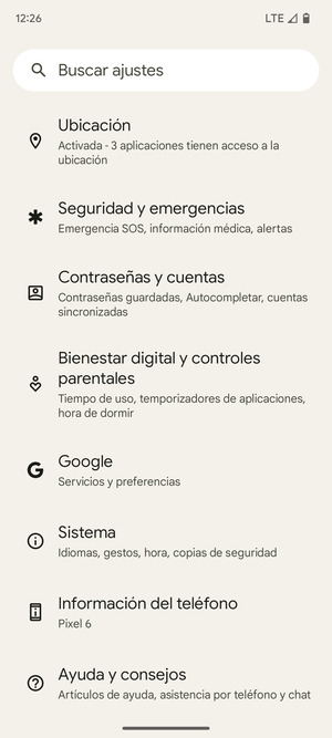 Desplácese y seleccione Sistema
