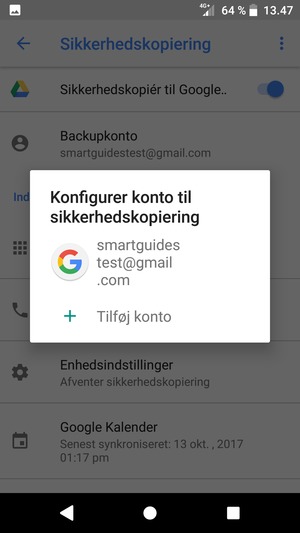 Vælg din sikkerhedskopi-konto