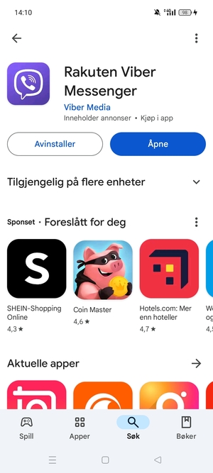 Velg Åpne