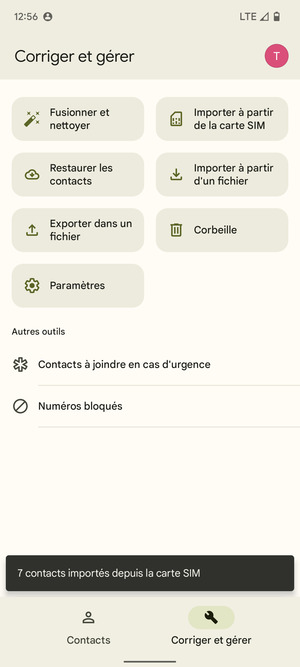 Vos contacts vont être enregistrés sur votre compte Google et dans votre téléphone lors de la prochaine synchronisation de Google.