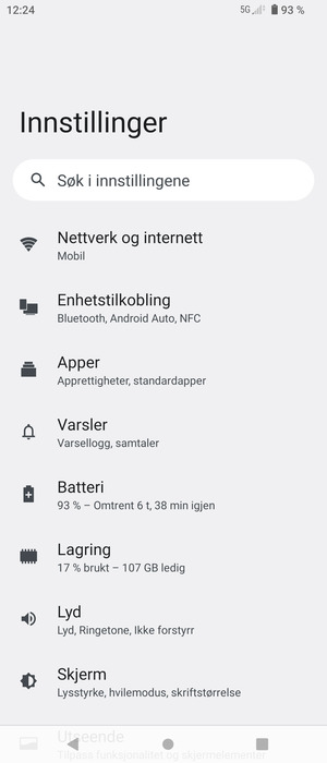 Velg Nettverk og internett