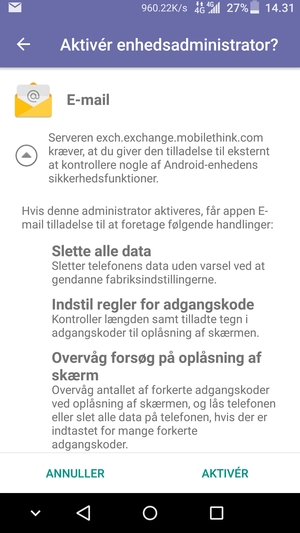 Vælg AKTIVÉR